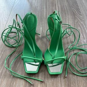 SCHUTZ Vibrant Green Lace-Up Heels